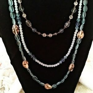 Vintage Esmor Three Strand Glass Beaded Necklace